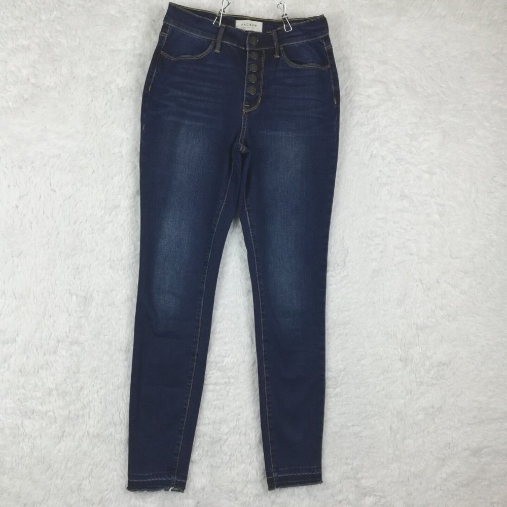 Pacsun Womens‎ Jeans High-Rise Jeggings Denim Blue Power Super Stretch Button 26